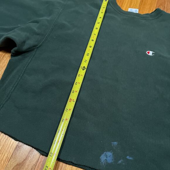 Vintage Reverse Weave Champion Cropped Crewneck XL Grunge Thrashed Paint USA - Picture 5 of 9